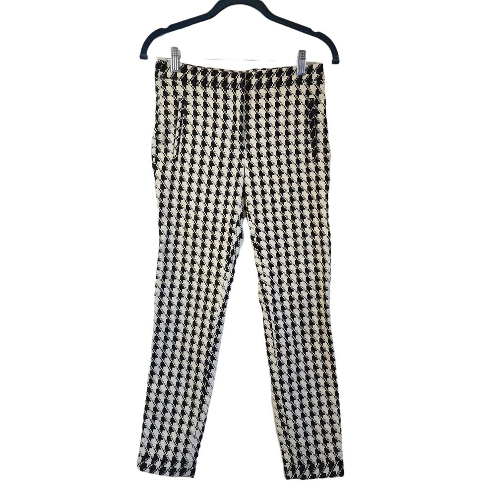 Zara Basic Women's Trouser Career Pants Size S Skinny Black and Cream Mid Rise